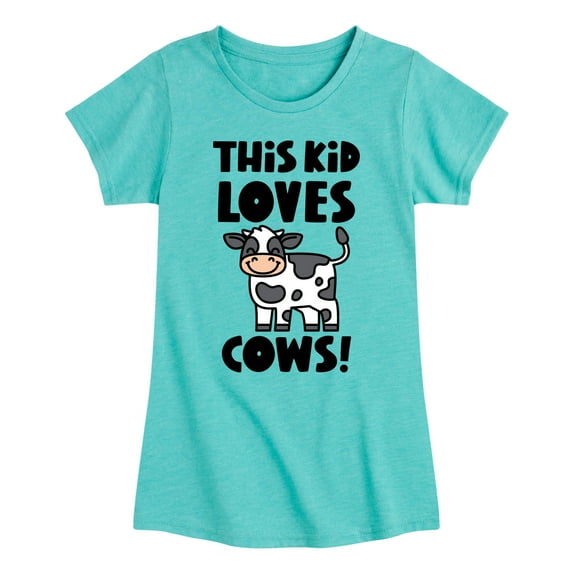 Instant Message - This Kid Loves Cows - Toddler & Youth Girls Short Sleeve Graphic T-Shirt