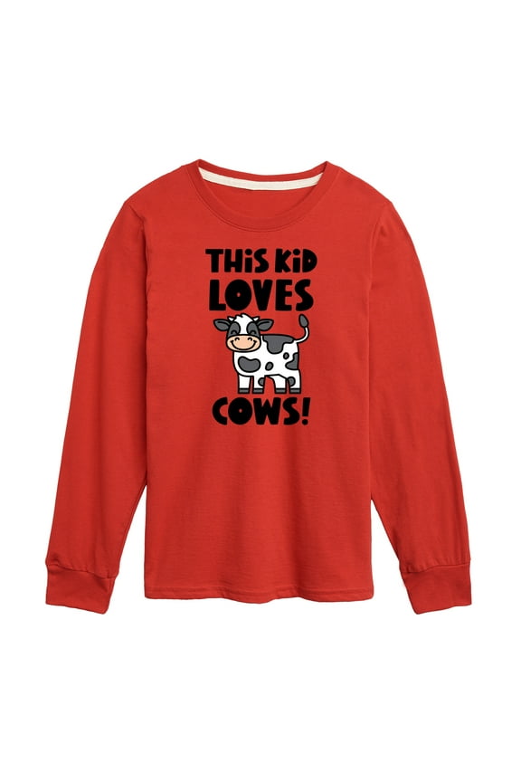 - This Kid Loves Cows - Toddler & Youth Long Sleeve Graphic T-Shirt