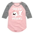 thumbnail image 1 of Instant Message - This Kid Yaksalotl - Toddler And Youth Girls Raglan Graphic T-Shirt, 1 of 5