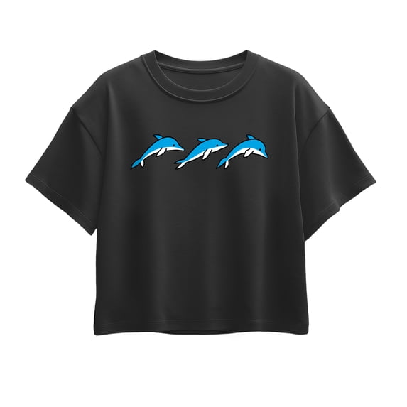 Instant Message - Three Dolphins Short Sleeve Boxy Graphic T-Shirt