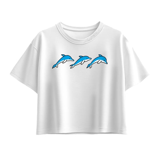 Instant Message - Three Dolphins Short Sleeve Boxy Graphic T-Shirt