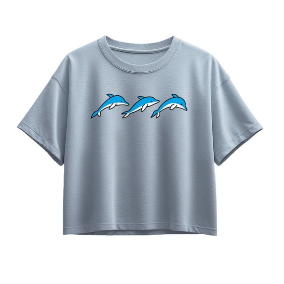 Instant Message - Three Dolphins Short Sleeve Boxy Graphic T-Shirt