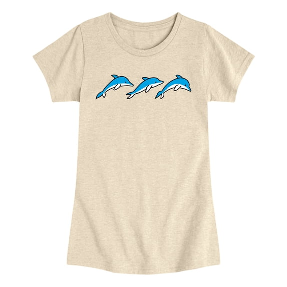 Instant Message - Three Dolphins Fitted Short Sleeve Graphic T-Shirt