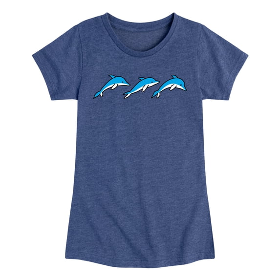 Instant Message - Three Dolphins Fitted Short Sleeve Graphic T-Shirt