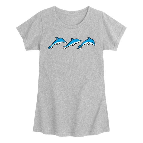 Instant Message - Three Dolphins Fitted Short Sleeve Graphic T-Shirt