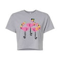 thumbnail image 1 of Instant Message - Three Flamingos Drinking - Juniors Cropped Graphic T-Shirt, 1 of 5