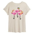 thumbnail image 1 of Instant Message - Three Flamingos Drinking - Women's Oversized Graphic T-Shirt, 1 of 5