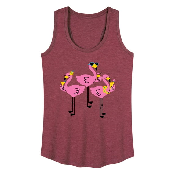 Instant Message - Three Flamingos Drinking - Women's Racerback Tank Top