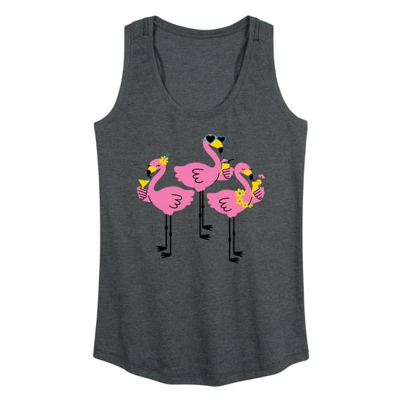 Instant Message - Three Flamingos Drinking - Women's Racerback Tank Top