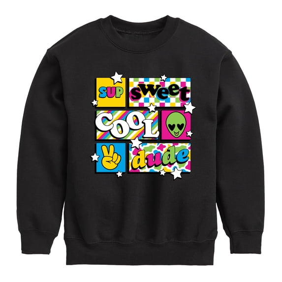 Instant Message - Throwback Pattern Grid - Toddler & Youth Crewneck Fleece Sweatshirt