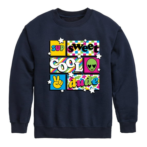 Instant Message - Throwback Pattern Grid - Toddler & Youth Crewneck Fleece Sweatshirt