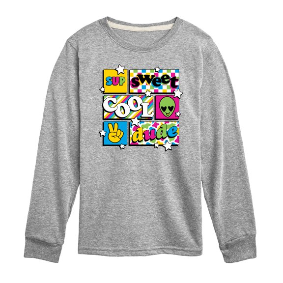 Instant Message - Throwback Pattern Grid - Toddler & Youth Long Sleeve Graphic T-Shirt