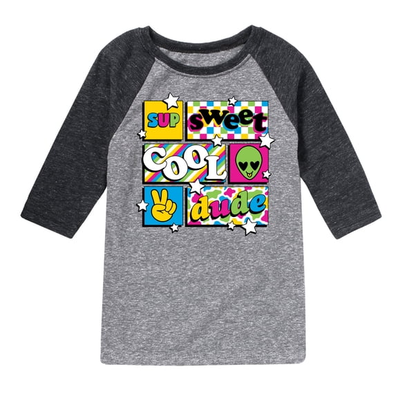 Instant Message - Throwback Pattern Grid - Toddler & Youth Raglan Graphic T-Shirt
