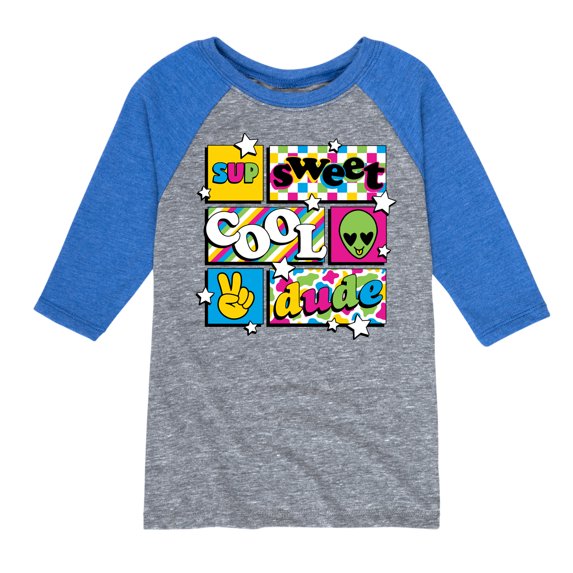 Instant Message - Throwback Pattern Grid - Toddler & Youth Raglan Graphic T-Shirt