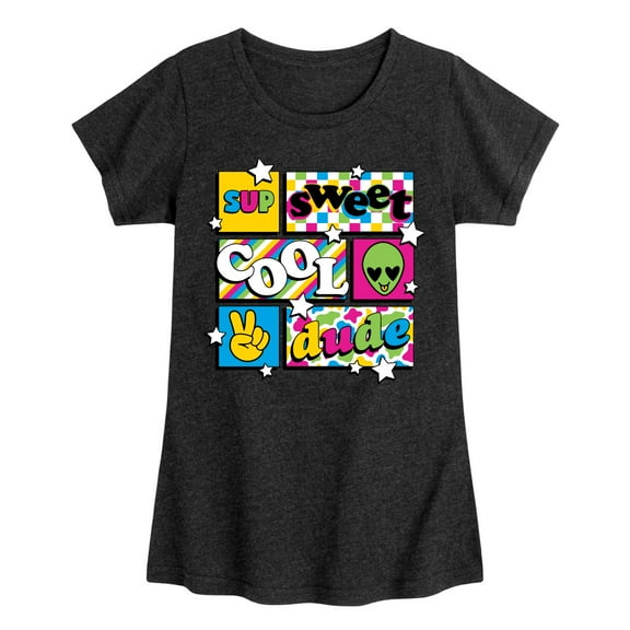 Instant Message - Throwback Pattern  - Toddler & Youth Girls Short Sleeve Graphic T-Shirt