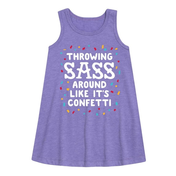 Instant Message - Throwing Sass Around Like It's Confetti - Toddler and Youth Girl's A-line Dress