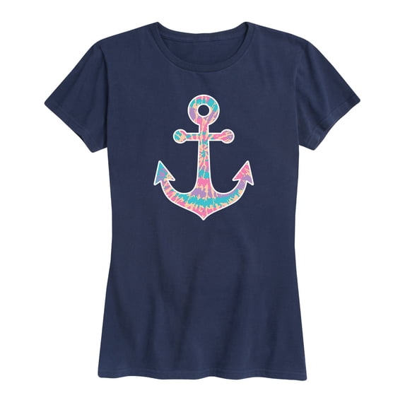Instant Message - Tie Dye Anchor - Women's Short Sleeve Graphic T-Shirt