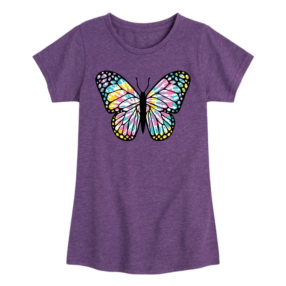 Instant Message - Tie Dye Butterfly Fitted Short Sleeve Graphic T-Shirt