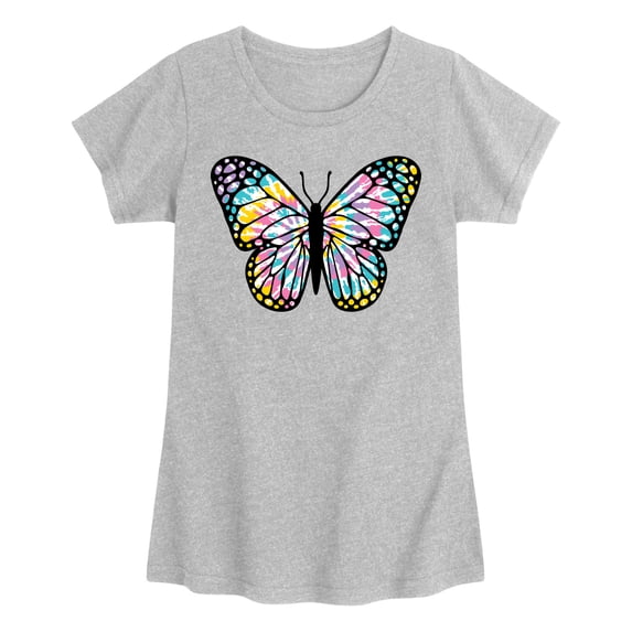 Instant Message - Tie Dye Butterfly Fitted Short Sleeve Graphic T-Shirt