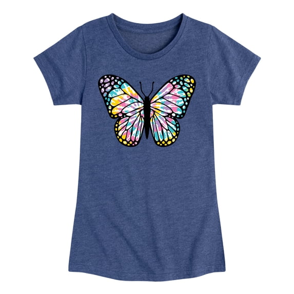 Instant Message - Tie Dye Butterfly Fitted Short Sleeve Graphic T-Shirt