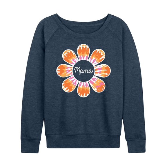 Instant Message - Tie Dye Flower Mama - Women's Lightweight French Terry Long Sleeve Shirt
