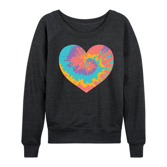 Instant Message - Tie Dye Heart - Women's Lightweight French Terry Long Sleeve Shirt
