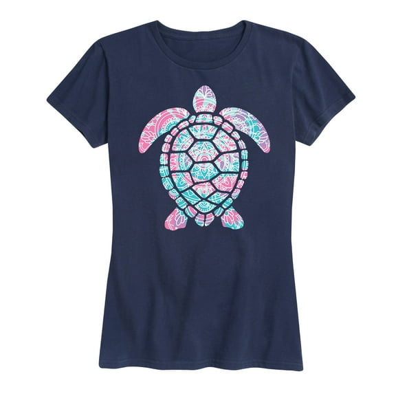 Instant Message - Tie Dye Mandala Turtle - Women's Short Sleeve Graphic T-Shirt