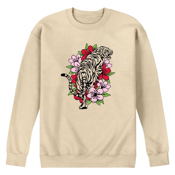 Instant Message - Tiger Cherry Blossoms Graphic Fleece Sweatshirt