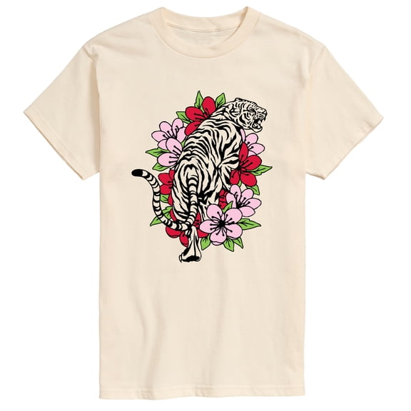 Instant Message - Tiger Cherry Blossoms Short Sleeve Graphic T-Shirt