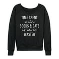 thumbnail image 1 of Instant Message - Time Spent With Books Cats - Women's Lightweight French Terry Long Sleeve Shirt, 1 of 6