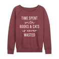 thumbnail image 1 of Instant Message - Time Spent With Books Cats - Women's Lightweight French Terry Long Sleeve Shirt, 1 of 6