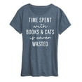 thumbnail image 1 of Instant Message - Time Spent With Books Cats - Women's Short Sleeve Graphic T-Shirt, 1 of 6
