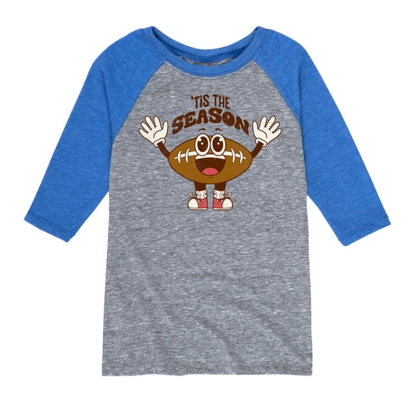 Instant Message - Tis The Season Football - Toddler & Youth Raglan Graphic T-Shirt