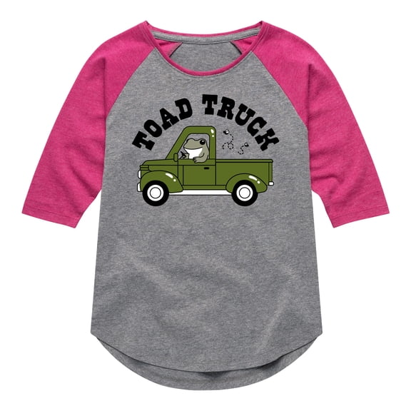 Instant Message - Toad Truck - Toddler & Youth Girls Raglan Graphic T-Shirt