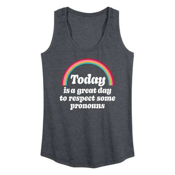 Instant Message - Today Great Day Pronouns - LGBT Pride Ally - Women's Racerback Tank Top