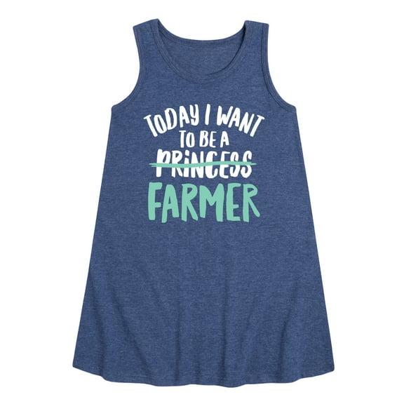 Instant Message - Today I Want To Be A Farmer - Toddler & Youth Girls A-line Dress