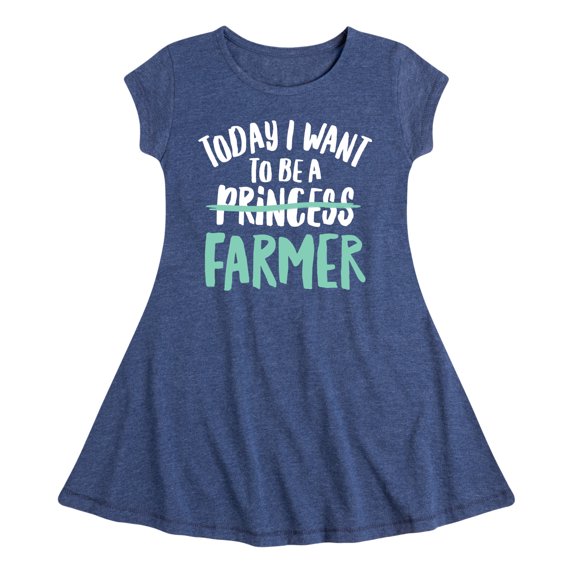Instant Message - Today I Want To Be A Farmer - Toddler & Youth Girls Fit & Flare Dress