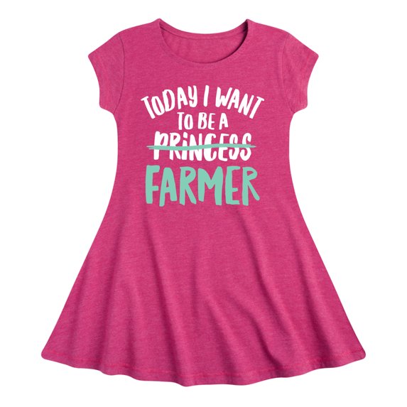 Instant Message - Today I Want To Be A Farmer - Toddler & Youth Girls Fit & Flare Dress