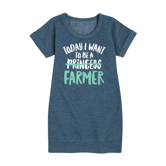 Instant Message - Today I Want To Be A Farmer - Toddler & Youth Girls Fleece Dress