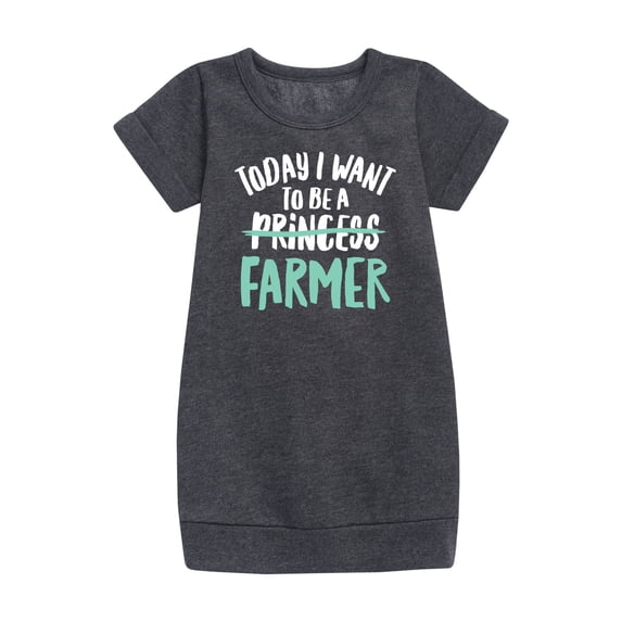 Instant Message - Today I Want To Be A Farmer - Toddler & Youth Girls Fleece Dress