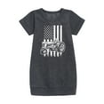 thumbnail image 1 of Instant Message - Tractor American Flag - Toddler & Youth Girls Fleece Dress, 1 of 1