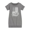 thumbnail image 1 of Instant Message - Tractor American Flag - Toddler & Youth Girls Fleece Dress, 1 of 6