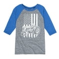 thumbnail image 1 of Instant Message - Tractor American Flag - Toddler & Youth Raglan Graphic T-Shirt, 1 of 5