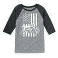 thumbnail image 1 of Instant Message - Tractor American Flag - Toddler & Youth Raglan Graphic T-Shirt, 1 of 6