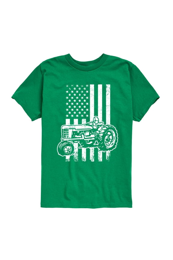 - Tractor American Flag - Toddler & Youth Short Sleeve Graphic T-Shirt