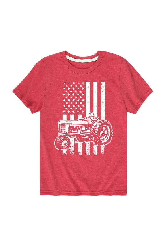 - Tractor American Flag - Toddler & Youth Short Sleeve Graphic T-Shirt