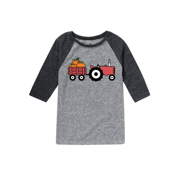 Instant Message - Tractor And Pumpkins - Youth Raglan
