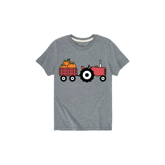 Instant Message - Tractor And Pumpkins - Youth Short Sleeve Tee