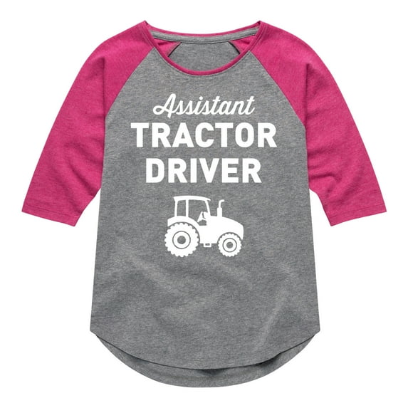 Instant Message - Tractor Driver Assistant - Toddler & Youth Girls Raglan Graphic T-Shirt