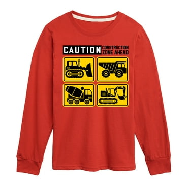 Instant Message - Transportation - Caution Construction Zone - Toddler & Youth Long Sleeve Graphic T-Shirt
